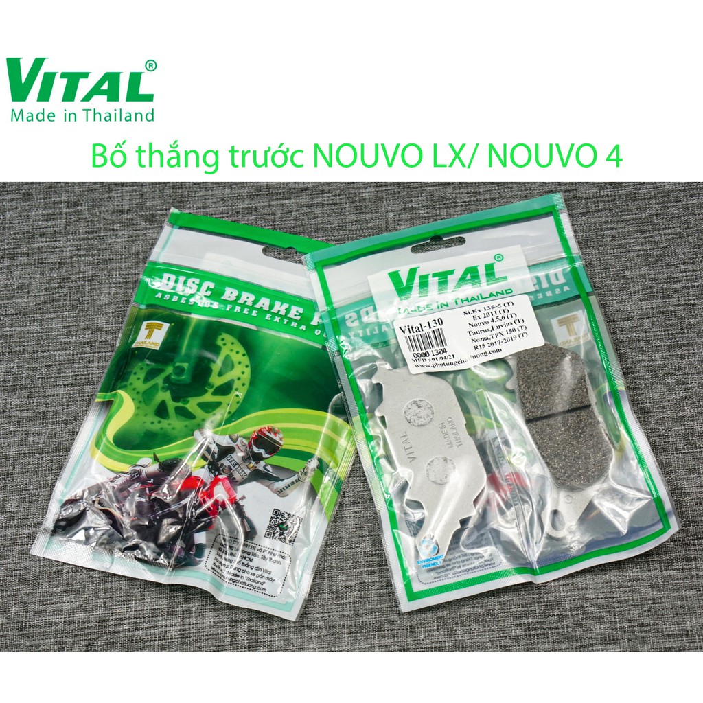 Bố thắng sau + trước NOUVO/ NOUVO LX/ NOUVO SX - Ma1 phanh xe máy, bố thắng đĩa, đùm VITAL chính hãng, Thái lan