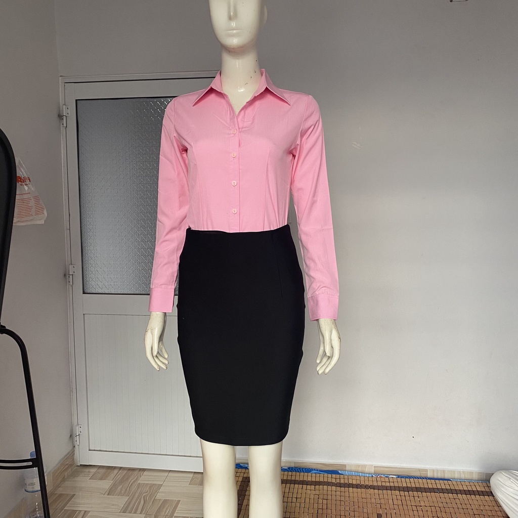 Áo sơ mi nữ công sở cao cấp màu hồng đậm tay dài FORM ÔM NHỎ HÀNG SHOP -VẢI KATE Ý ĐẸP VẢI MỊN ÍT NHĂN