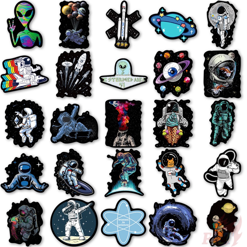 ❉ Outer Space Series 01 Classical Black &amp; White Stickers ❉ 50Pcs/Set DIY Fashion Waterproof Mixed Doodle Decals Stic