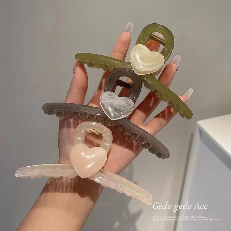 Kẹp Tóc Càng Cua Cỡ Lớn Hình Trái Tim Thời Trang Mùa Hè Hàn Quốc Cho Nữ