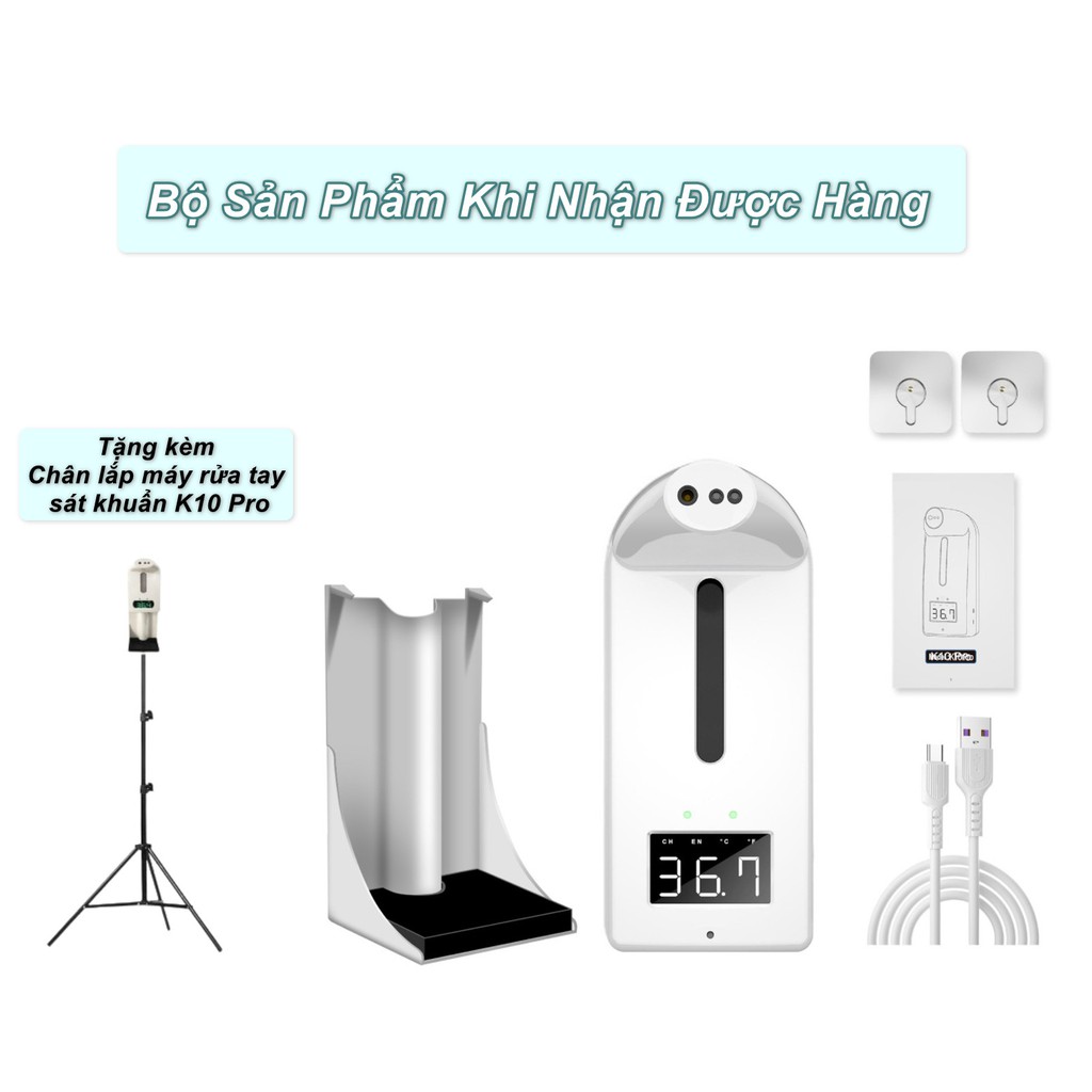 Máy Đo Thân Nhiệt Kiêm Xịt Khuẩn Rửa Tay K10 Pro có tặng kèm chân đứng - hàng cao cấp