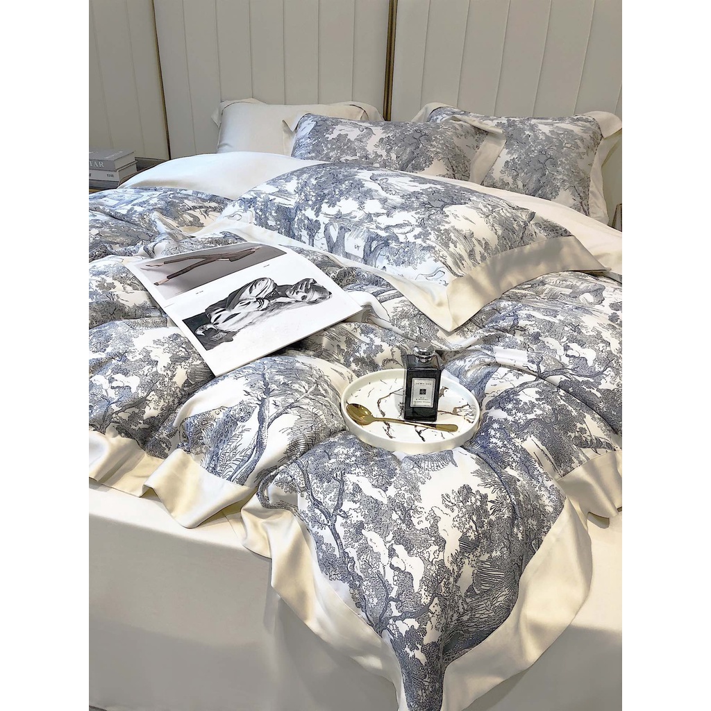 Bộ chăn ga gối cao cấp 100%Tencel 120s CHRISTIAN DIOR, phong cách sang trọng Italia, siêu mềm mát, mịn