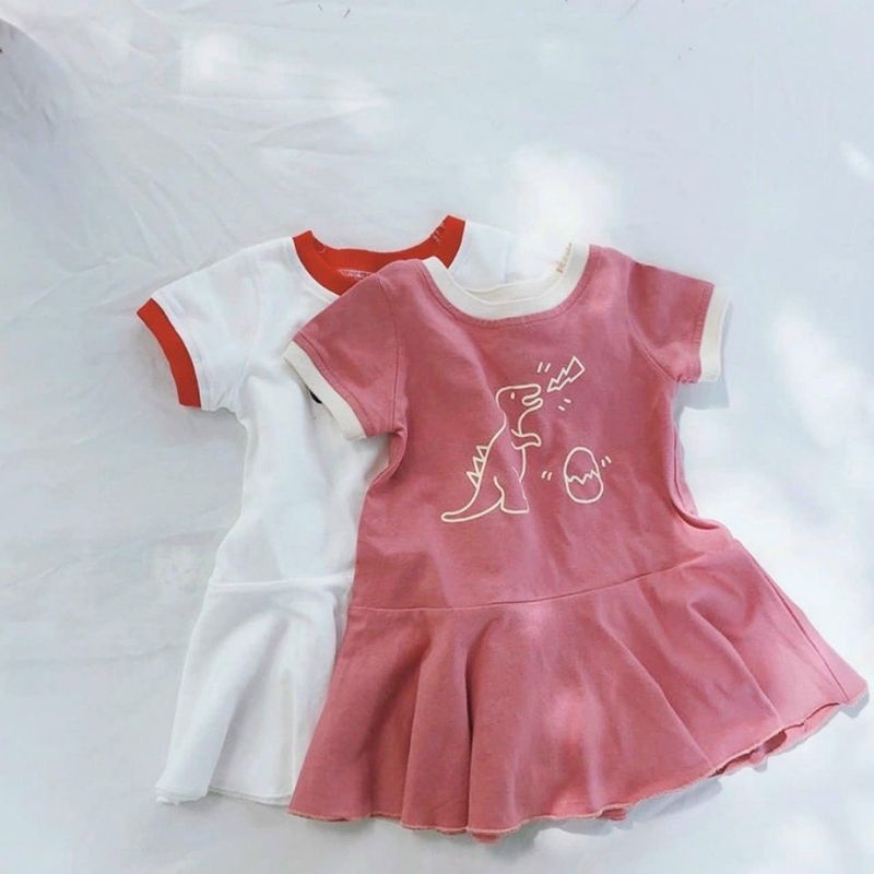 Combo 2 đầm khủng long cổ tròn dáng đuôi cá chất cotton siêu xinh JIMADO E1.101.100