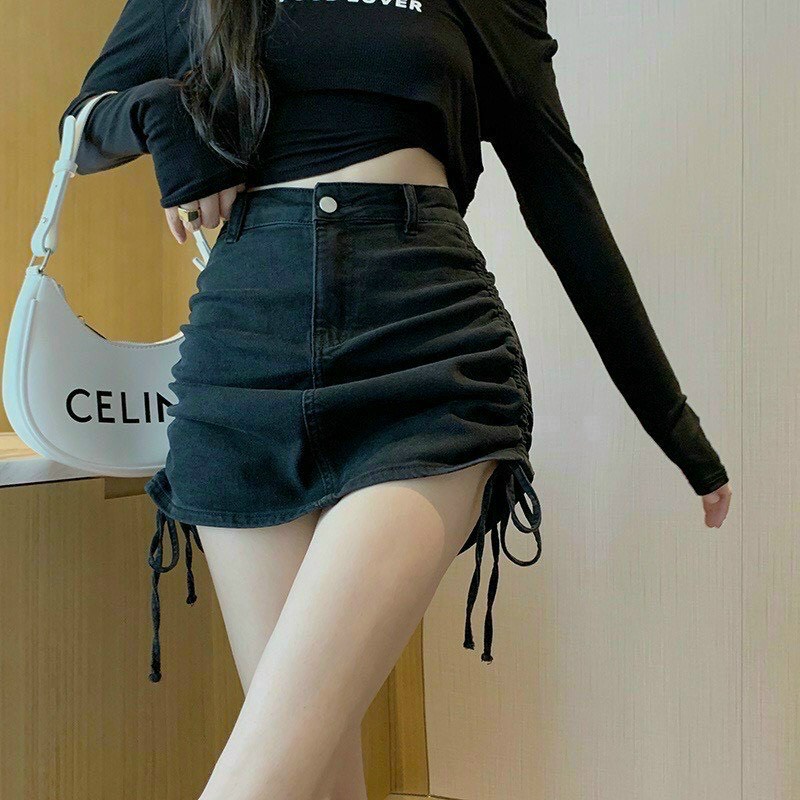 Chân váy kaki cài 1 nút rút dây 2 bên cực đẹp cho cô nàng năng động