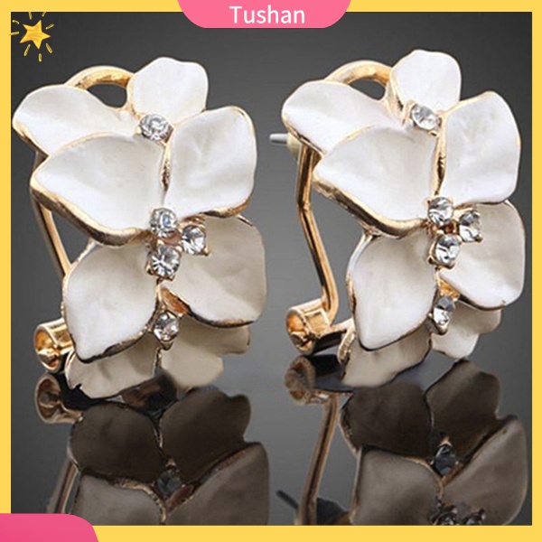Bông tai hình hoa đính đá xinh xắn dành cho nữ