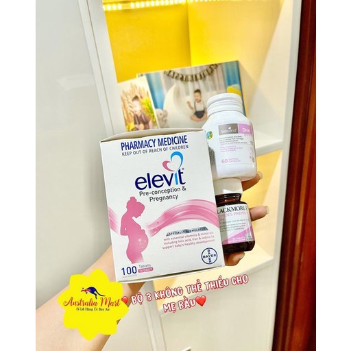 Viên Uống Bayer Elevit Bầu Úc - Vitamin Tổng Hợp Bồi Bổ Sức Khỏe Mẹ Bầu, Bảo Vệ Sức Khỏe Cơ Thể 100 Viên