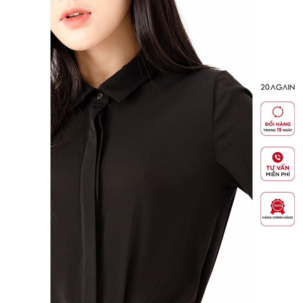 Áo sơ mi nữ dài tay cổ đức 20AGAIN, thiết kế công sở chất voan cáT ASA0143