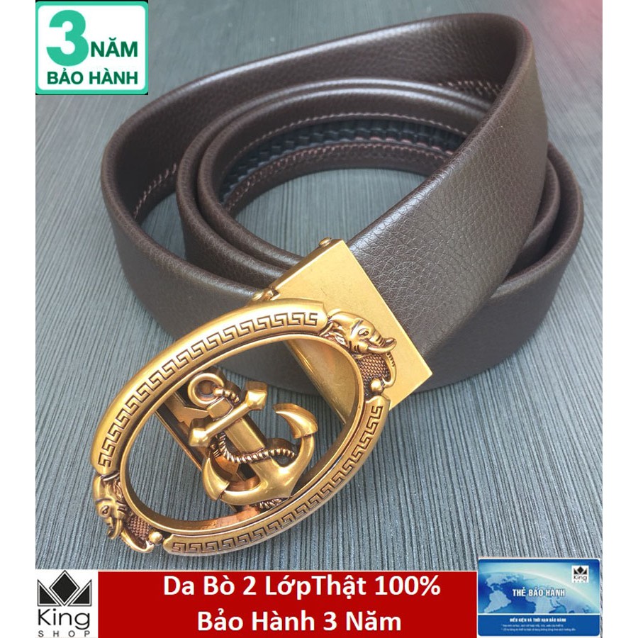 Thắt Lưng Dây Nịt Nam Da Bò 100% 2 Lớp Khóa Tự Động Mặt Mỏ Neo (Bảo Hành 3Năm) - Đồ Da Kingshop