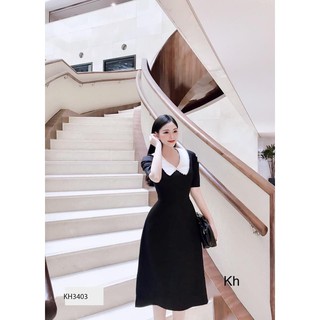 Váy đầm đen phối cổ trắng quý phái