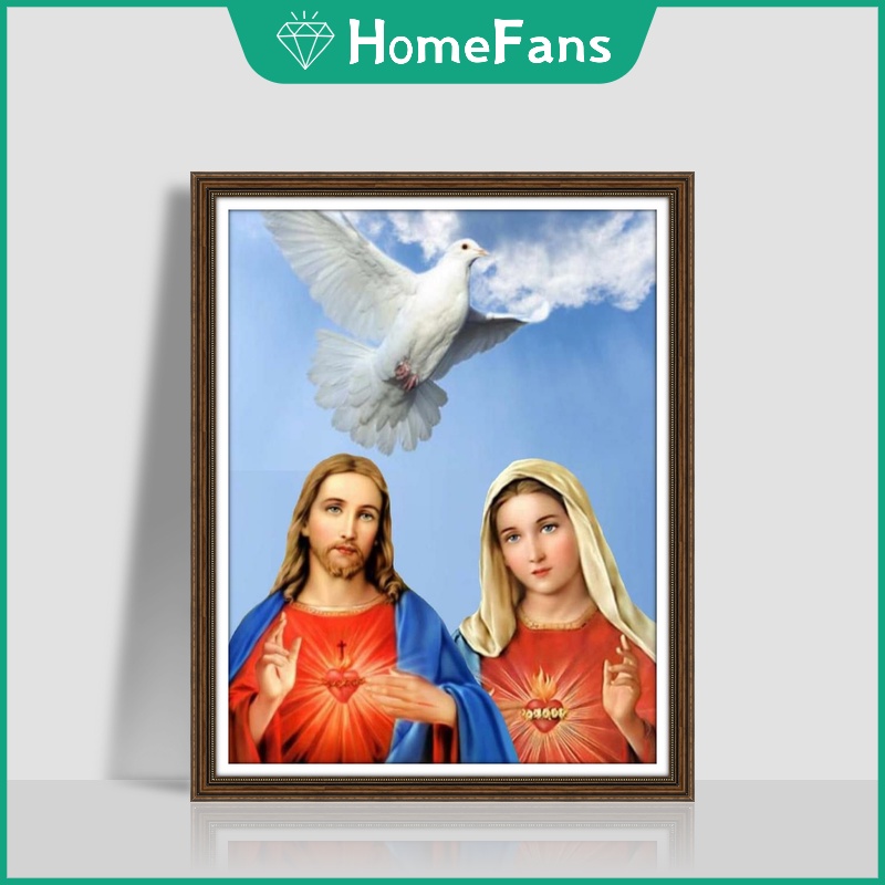 Bộ Tranh Đính Đá 5D Tự Làm 30x40cm / 40x50cm / 50X60cm Hình Chúa Jesus Và Mary Trang Trí Nhà Cửa