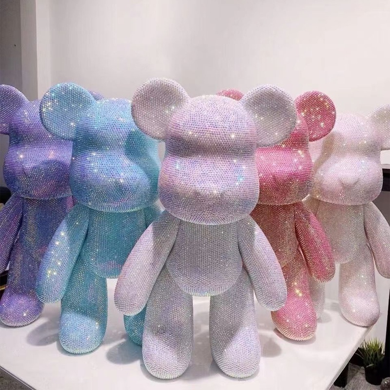 Gấu đính đá Bearbrick handmade size 23cm - Full Phụ Kiện ( Hàng có sẵn )