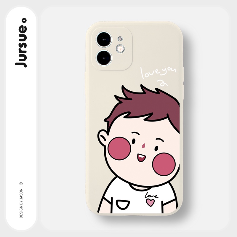 Ốp lưng JURSUE hoạt hình cặp đôi dễ thương đẹp cho iPhone 13 12 11 Pro Max SE 2020 X XR XS ip 8 7 6 6S Plus kute Y216