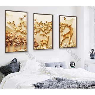 Tranh dán tường Combo 3 tranh dán tường phòng khách phòng ngủ hiện đại (nhiều kích thước) MS1200848