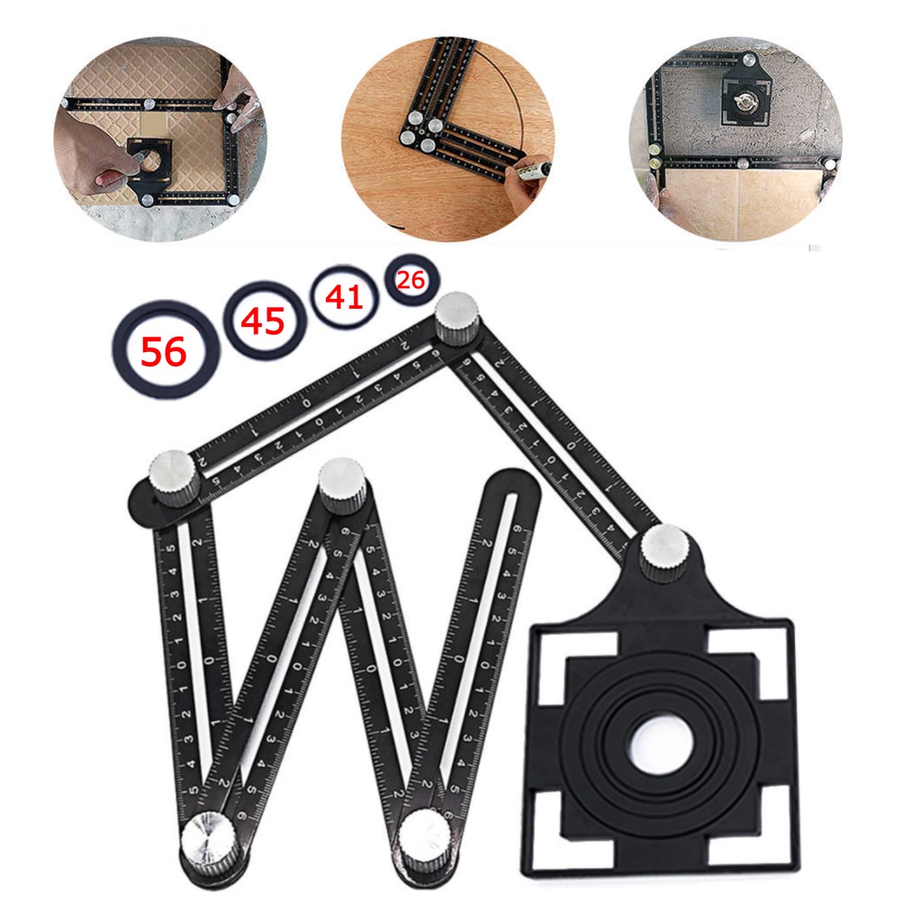 Thước đo góc đa năng định vị khoan lỗ, cữ khoan khoét lỗ gạch men 6 đoạn Loại đẹp