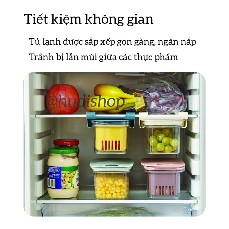 Hộp Nhựa Đựng Thực Phẩm Cao Cấp, 2 Ngăn Có Nắp, Khay Để Tủ Lạnh Tiện Lợi Chống Mùi, Chống Vi Khuẩn - GD370 Hudishop | BigBuy360 - bigbuy360.vn