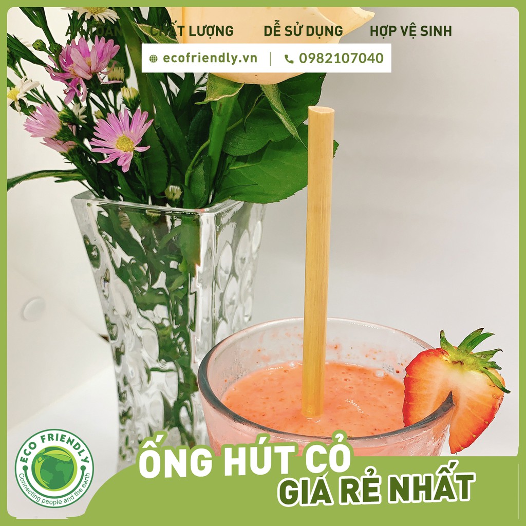 Ống hút cỏ bàng (Grass straws) Hộp 100 ống dài 15 cm - Hàng xuất khẩu đi Mỹ - Dùng được cho tất cả các loại thức uống