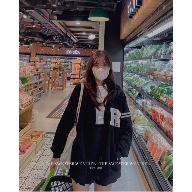 Áo Khoác Cardigan Hàn Quốc 2 Màu Đen Be