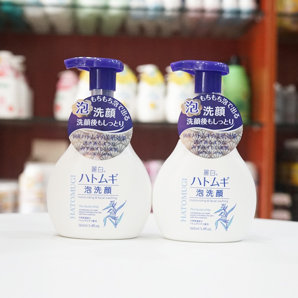 Sữa Rửa Mặt Dưỡng Ẩm HATOMUGI Facial Whip Chiết Xuất Ý Dĩ Nhật Bản 160ml kireya