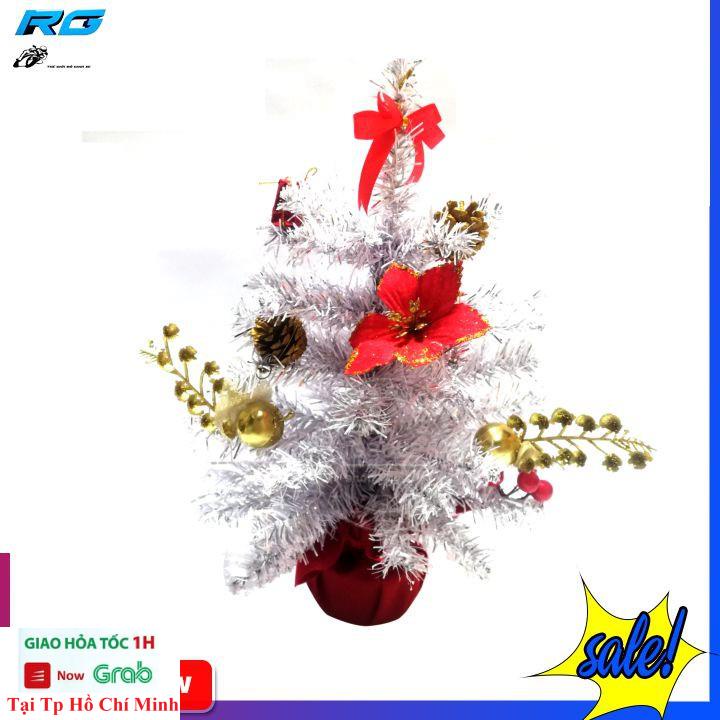 Cây Thông Mini Để Bàn Trang Trí Noel Kèm Phụ Kiện Hàng Việt Nam Cao Cấp Màu Trắng Bạc Và Xanh Vàng