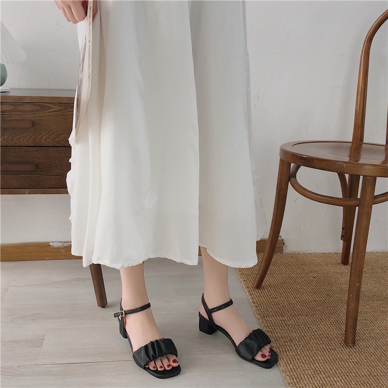 Giày sandal cao gót quai xếp ly xinh xắn dành cho nữ - CG56