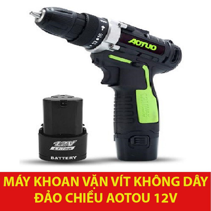 Bộ Máy khoan vặn vít không dây Aotuo 12V tốc độ có đảo chiều tặng them 1 pin dự phòng