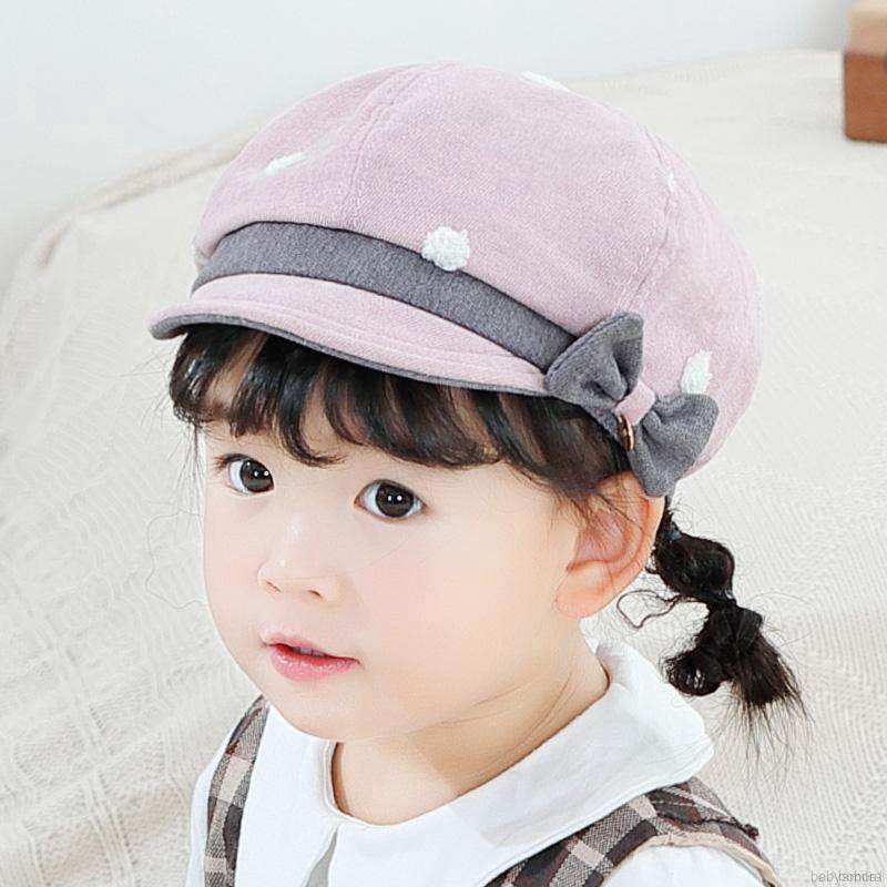 Mũ Beret Thắt Nơ Xinh Xắn Cho Bé Gái