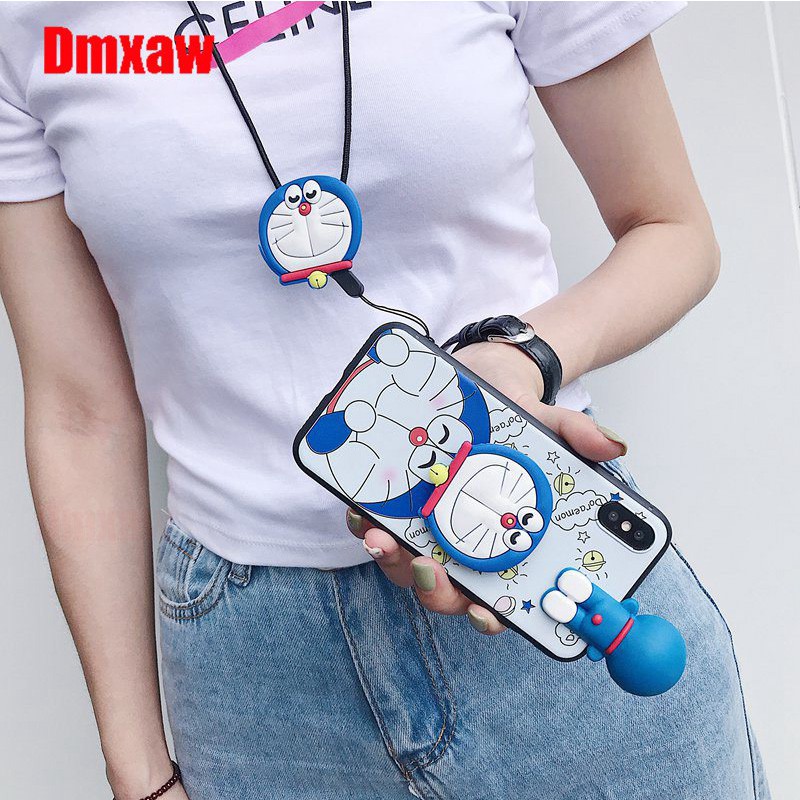 Ốp điện thoại bằng silicone in hình Doraemon cho điện thoại iPhone XS Max XR X 7 8 Plus 6 Plus