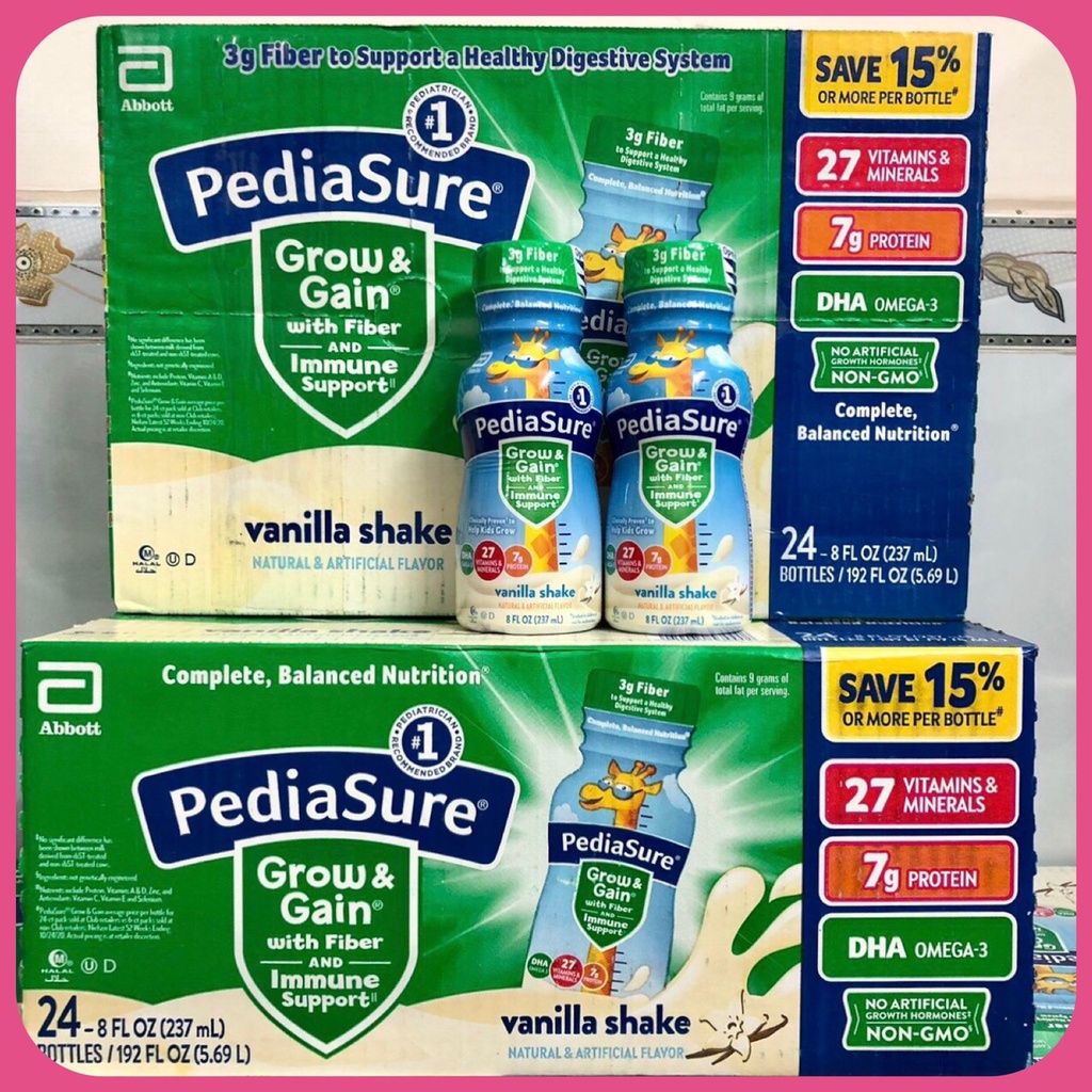 ❤️ [Quận 3] [Date T3/2024] Thùng 24 chai Sữa nước Pediasure Vani Fiber DHA 237ml Mỹ Xanh Lá Tăng cân nặng chiều cao