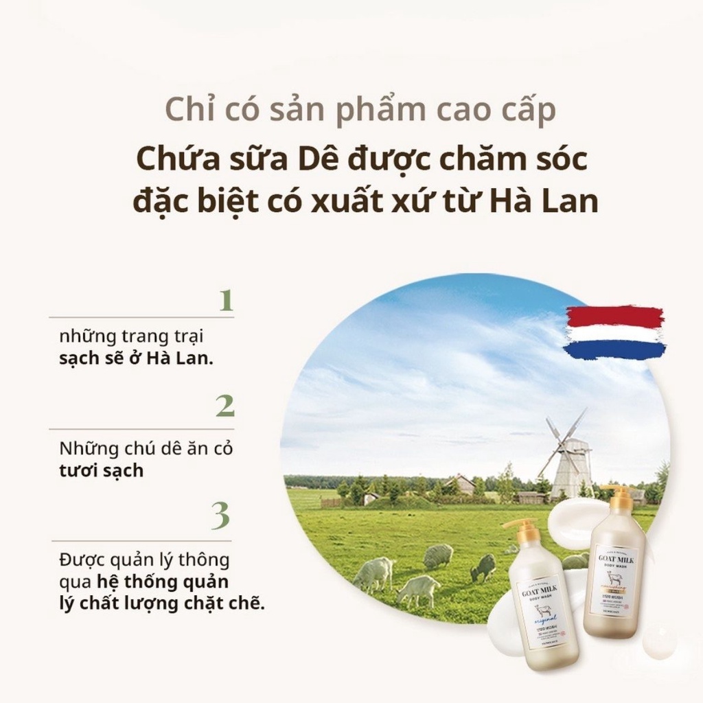 Sữa tắm sữa dê Shower Mate Goat Milk Original dưỡng ẩm cho làn da mềm mịn, an toàn cho da nhạy cảm 800ml