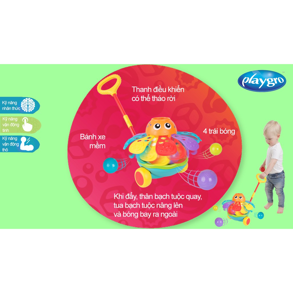 Đồ chơi xe đẩy bóng bạch tuộc Playgro, cho bé 12-36 tháng