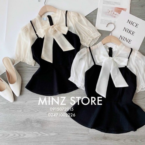 Áo sơ mi kiểu nữ dáng babydoll công sở tay lỡ phồng tiểu thư phong cách Hàn Quốc dễ thương