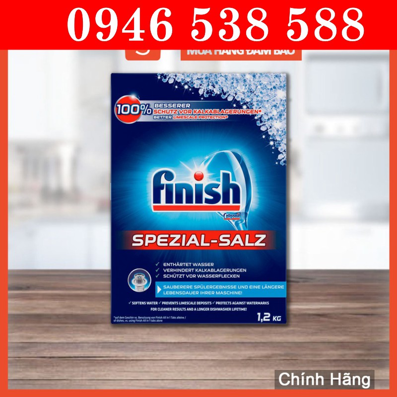 Combo Viên rửa bát Finish Hộp All in one 100 viên + Muối rửa bát finish 1.2kg + Nước làm bóng bát finish 800ml