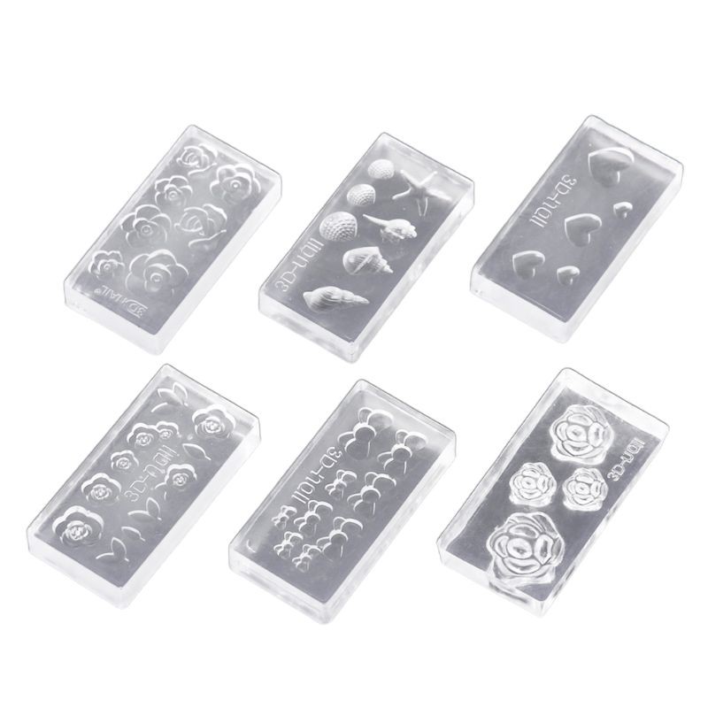 Set 6 Khuôn Làm Bông Tai Thủ Công Hình Hoa 3d Bằng Silicon Tiện Dụng