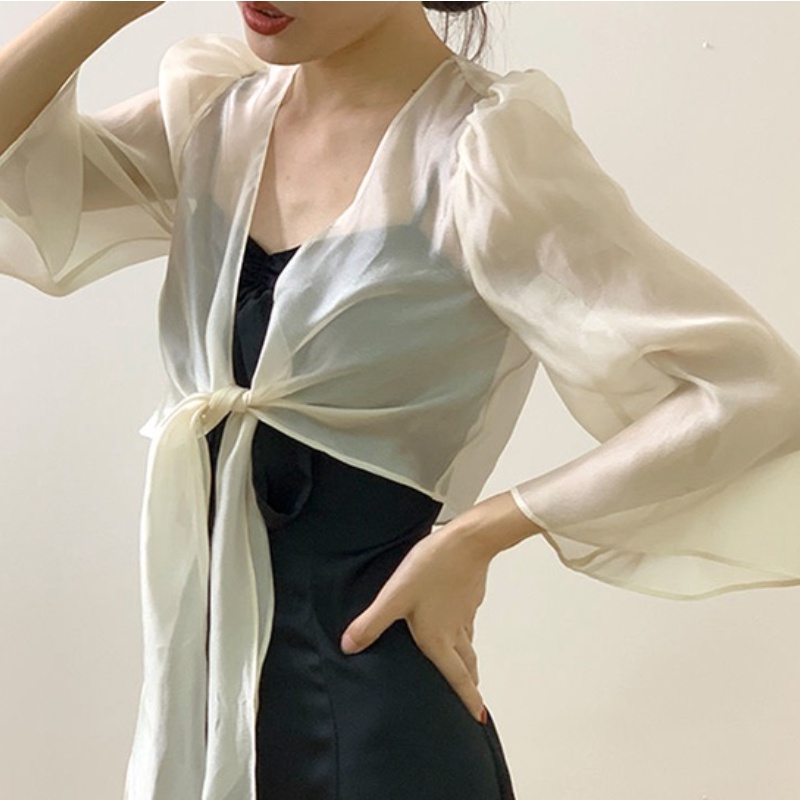 Áo crop top IELGY vải voan mỏng chống nắng thời trang mùa hè hàng mới cho nữ