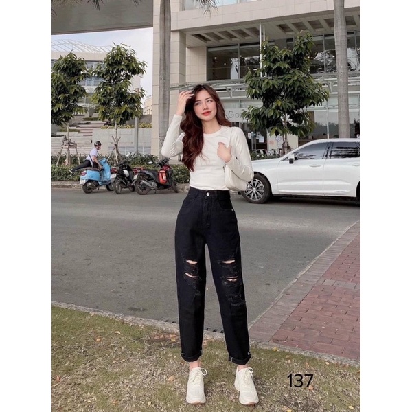 🔥Baggy Jeans Lưng Cao Rách Nhiều | BigBuy360 - bigbuy360.vn