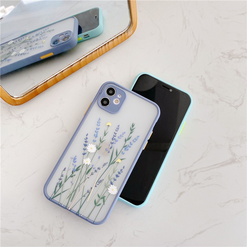 🌸VIDEO THẬT🌸 Ốp Lưng iPhone Nhám Viền Màu Hoa Lavender iPhone 6/6s/6plus/6splus/7plus/8plus/x/xs/xs max/11/11 pro max