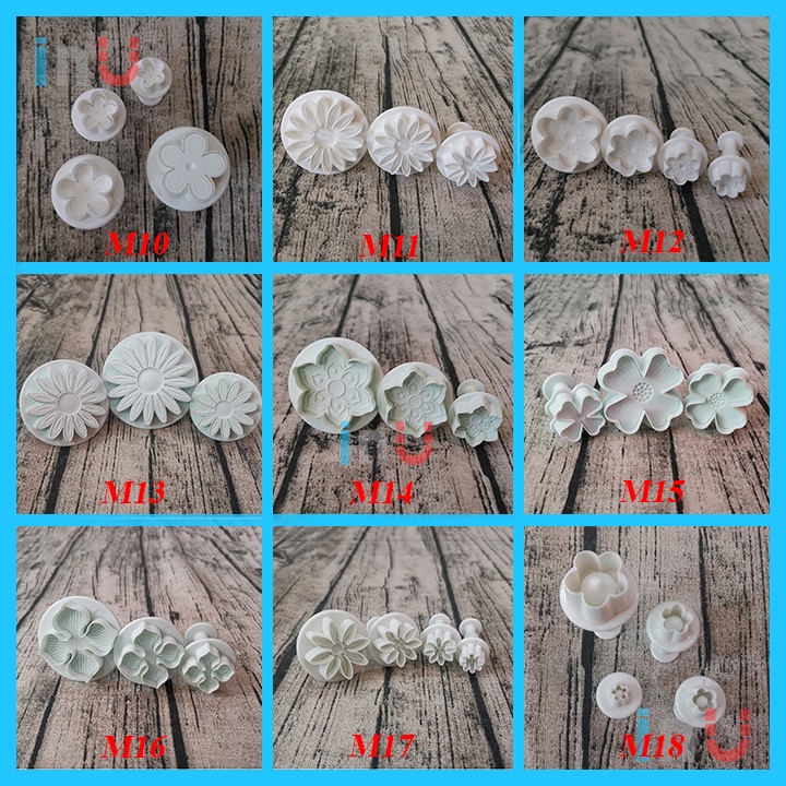 HCM - Bộ khuôn cutter nhấn bánh quy, cookies , fondant trang trí bánh kem hình cỏ ba lá, lá hoa hồng, lá phong... BCT