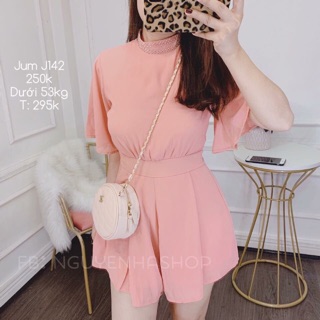 Jumpsuit đùi ống rộng giả váy phối dây kim tuyến