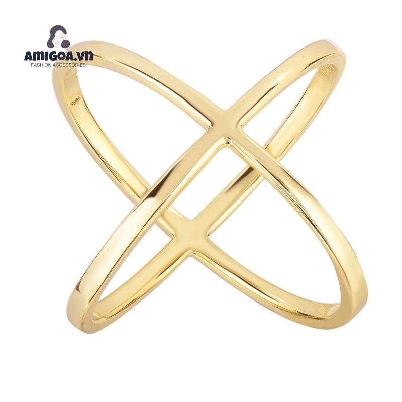 【amigoa.vn】 Nhẫn Đeo Ngón Trỏ Dáng Chữ Thập Ba Chiều Kiểu Rỗng Cho Nữ