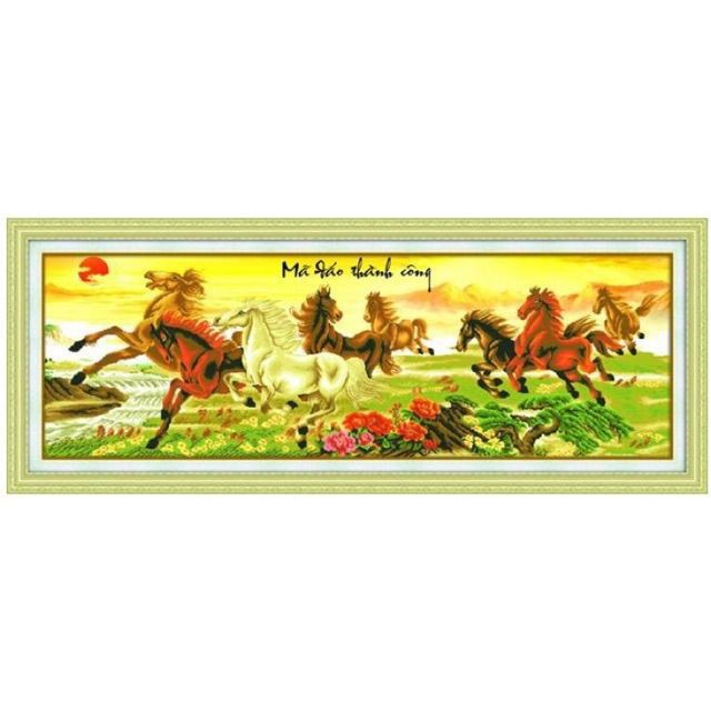 Siêu Sale Tranh đính đá mã đáo thành công khổ lớn 229x80cm hàng sẵn