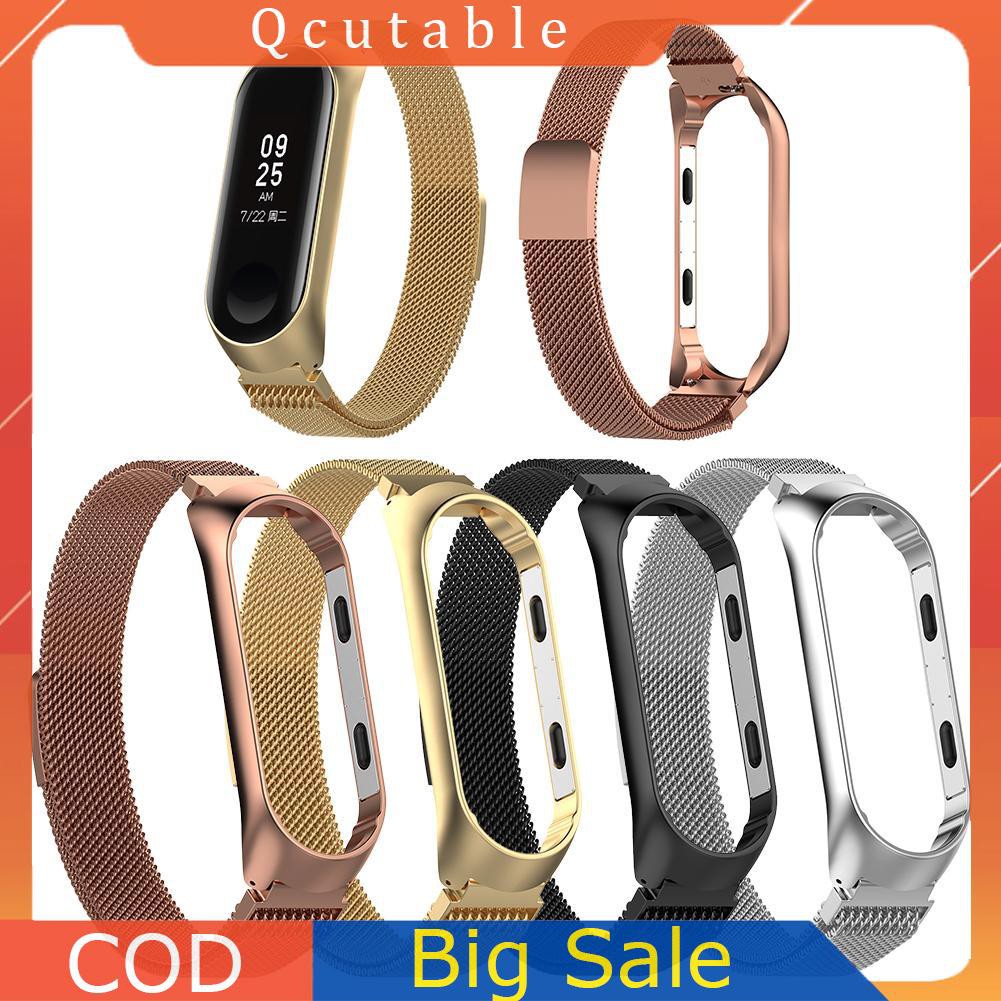 Dây Đeo Thay Thế Chất Liệu Kim Loại Dạng Lưới Cho Xiaomi Miband 3 4 S # S4