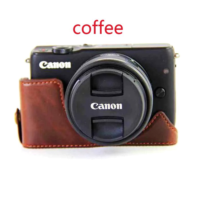 Vỏ da PU nửa thân bảo vệ dành cho máy Canon EOS M10/ M100/ M200