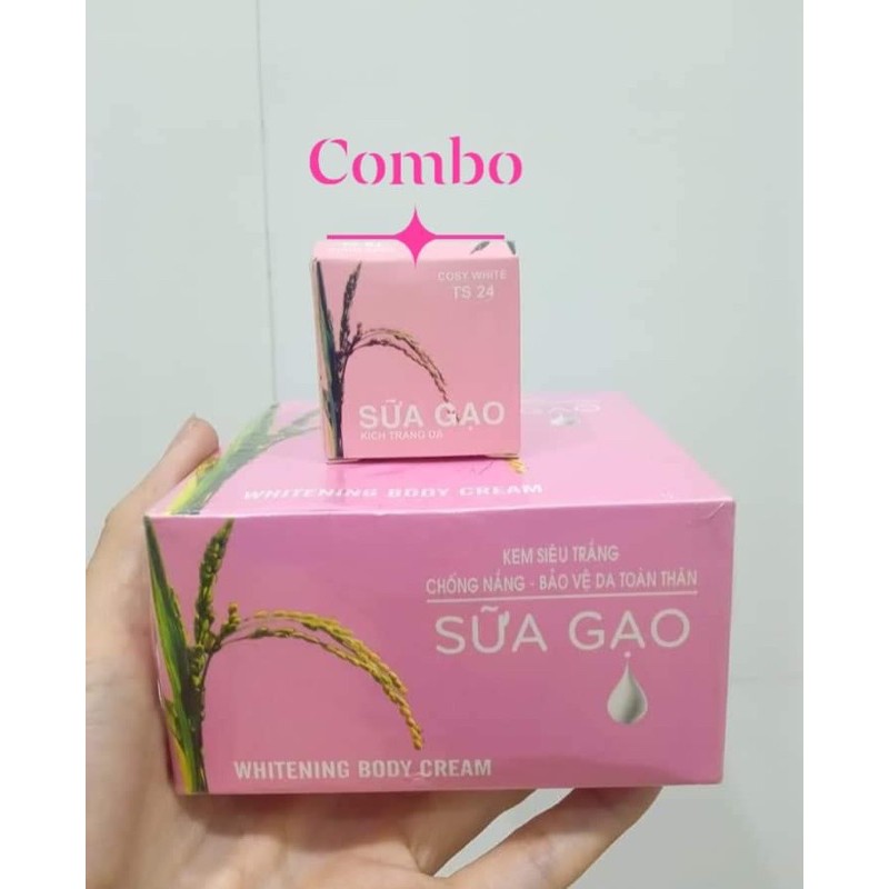 combo Body Sữa Gạo 250g và kích trắng