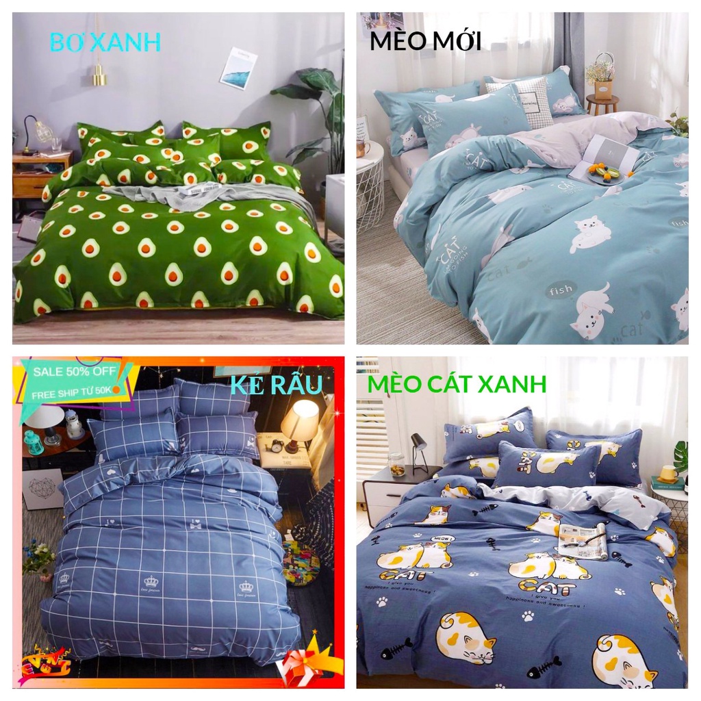 Bộ 3 Món Ga Gối Cotton Poly Mềm Mịn Thoáng Mát Nhiều Mẫu Mới  [TH]