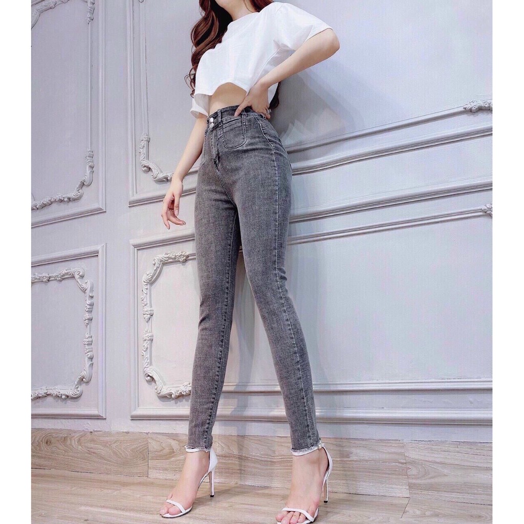 quần jean nữ đen lưng cao
