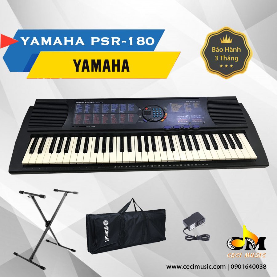 Combo đàn Organ Yamaha PSR180 kèm chân và bao đàn,hàng like new 90%, bảo hành 3 tháng .Hàng nội địa Nhật Bản