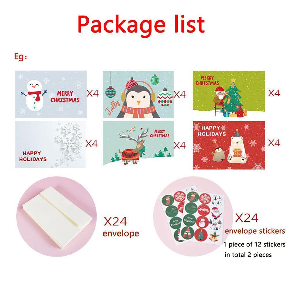 JANE Set 24 Tấm Thiệp Giáng Sinh Dán Trang Trí