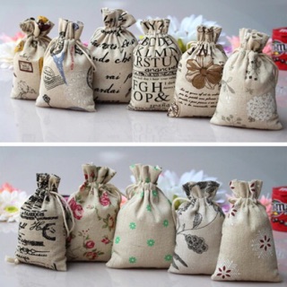 Combo 10 vỏ bao túi vải kích thước 9x12 cm dùng làm túi thơm, đựng hạt đá và trang sức <màu và hoa văn ngẫu nhiên>