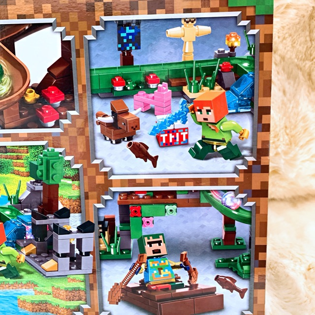 Đồ Chơi Lắp Ráp, Xếp Hình Minecraft Khu Nghỉ Dưỡng Chiến Binh Và Rồng Đen Chiến Đấu Lb551-427 mảnh