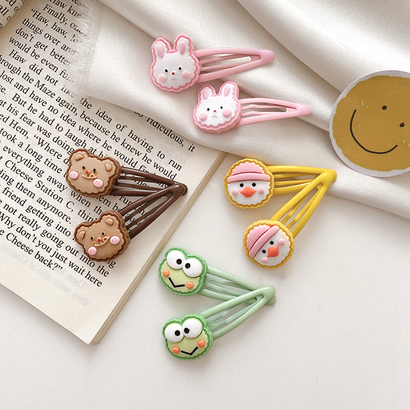 Set 2 kẹp tóc kiểu dáng hoạt hình dễ thương phong cách thời trang Hàn Quốc